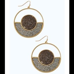 Goldtone Hoop Cork pierced Earrings NWOT